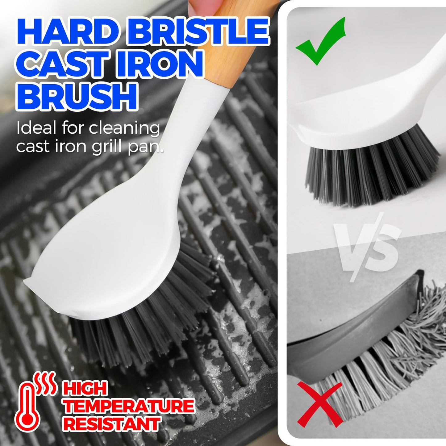 Holikme 6 Pack Dish Brush Scouring Pad Set with Bottle Brush, Dish Brush, Palm Scrub Brush and Straw Brush, Dish Scrubber Long Handle for Dish Bottle Cup Skillet Wok Pot Pan Cast Iron, Dark Gray