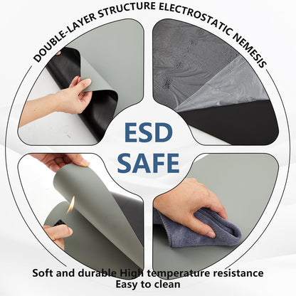 Pangda ESD Mat Roll 2.5 ft X 10 ft High Temperature Rubber ESD Soldering Roll Anti-Static Soldering Heat Resistant Workbench Mat for Electronics Repair PC Building, Gray