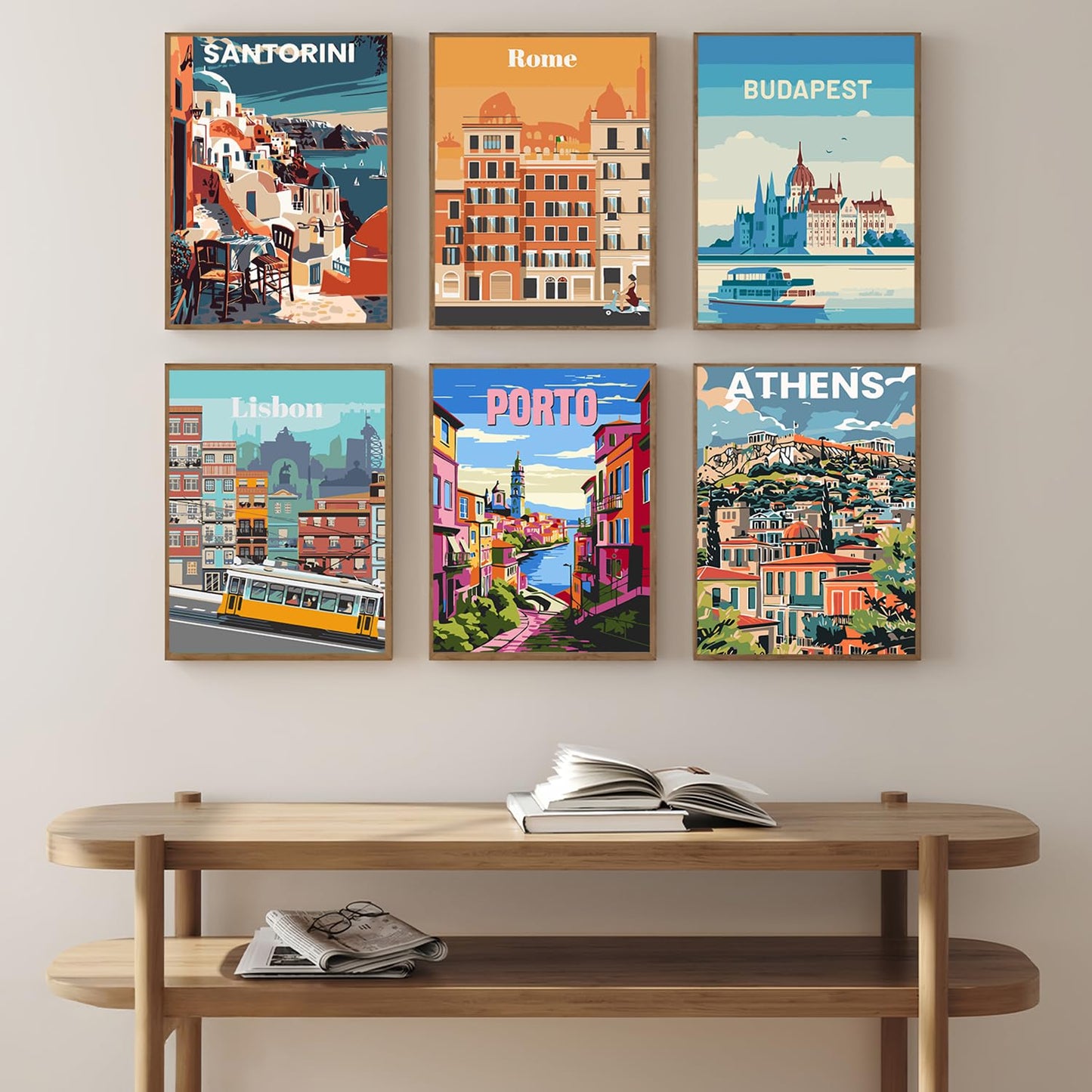 6 Pack Paint by Numbers Kit for Adults Beginner, Travel City Landscape Adult Paint by Number Kits on Canvas, DIY Acrylic Oil Easy Painting by Numbers for Home Wall Decor 8X12 inch (Without Frame)