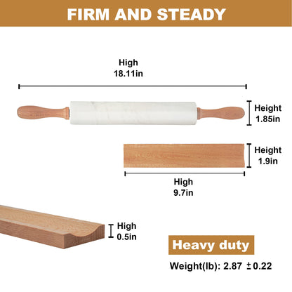 Koville Marble Rolling Pin, Non-Stick African Stone Polished Dough Roller, Pasta, Dumpling, Ravioli, Fondant, Pie Crust, Kitchen Baking Pastry Tools(Namib Fantasy)