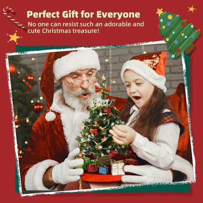 12 inch 1/6 1/12 iLAND Mini Christmas Tree with Lights Small Christmas Table Decorations Fits Office Desk Shelf Van