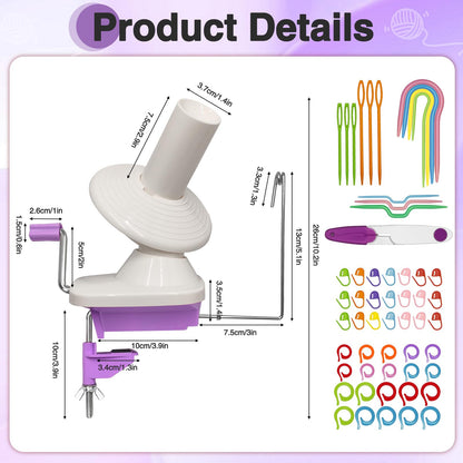 Essovee Yarn Ball Winder, Efficiently Yarn Cake Winder with Lower Noise for Crochet Knitting Combo Easy Installation 3.5 oz Portable Spinner for Crocheting Lavender Purple