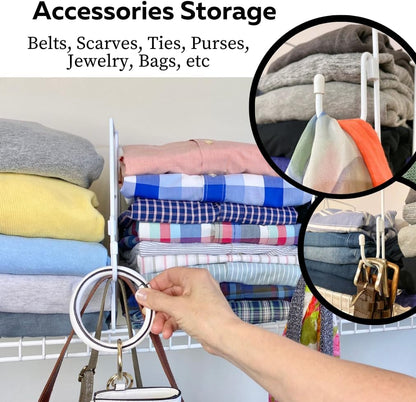 Evelots 4 Pack Wire Shelf Dividers with Removable Hooks, Extra Closet Storage & Organization for Home or Office