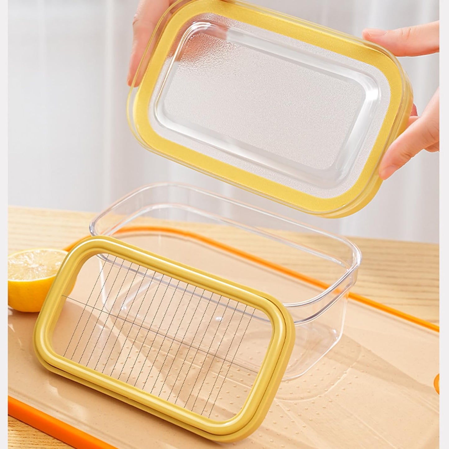 280g UNIVIVO Airtight Butter Slicer Cutter and Keeper - Butter Storage Container Dish with Lid for Fridge, Fresh Butter