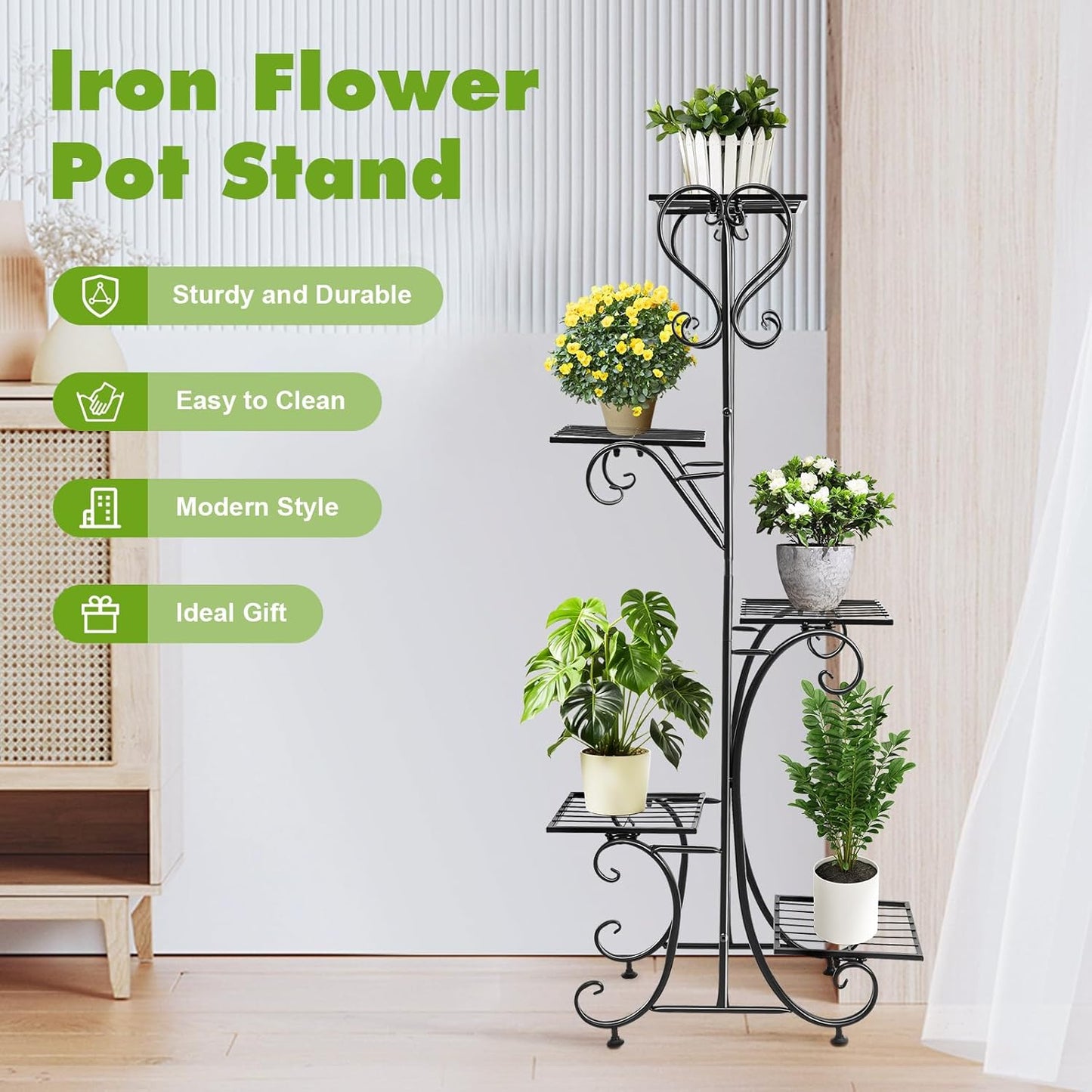 5 Tier Plant Stand Indoor Outdoor, Tall Flower Display Stand, Multi-Tiered Plant Rack Shelf for Plants, Corner Plant