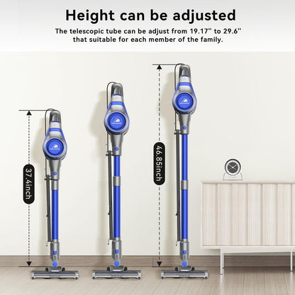 Intercleaner 23Ft Corded Vacuum Cleaner, with LED Headlights & Large Dust Cup, Powerful Suction for Hard Floors & Carpets, Adjustable Stick, Perfect for Pet Hair, Wall Mount Storage