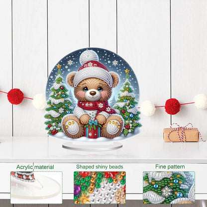 Christmas Diamond Painting Kits Tabletop decoration, DIY bear, 5D Diamond Art Home Ornament By Number Mosaic Arts Crafts For Home Office acrylic Tabletop Decor for Xmas Home Decor, New Year Gift
