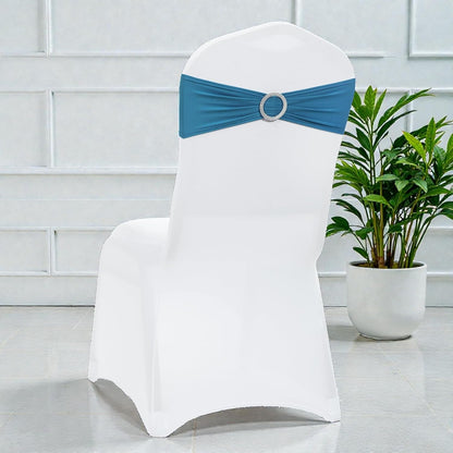 MDS Premium Spandex Chair Sashes - Stretchy Bow Covers with Buckle Slider | Pack of 100 - Dark Teal