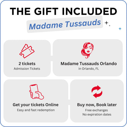 Wonderbox Madame Tussauds Orlando Gift Box, 2 Admission Tickets for Wax Museum, Gift Experience for Kids & Families