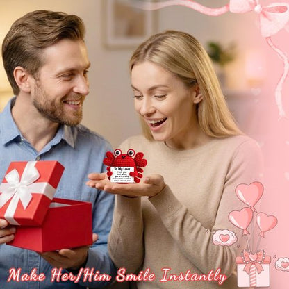 GiftMark Anniversary Mothers Day Birthday Gifts for Women Men, to My Love Gifts for Boyfriend Girlfriend Wife Husband, Emotional Positive Crochet Crab Anniversary Birthday Gift for Him Her Couple
