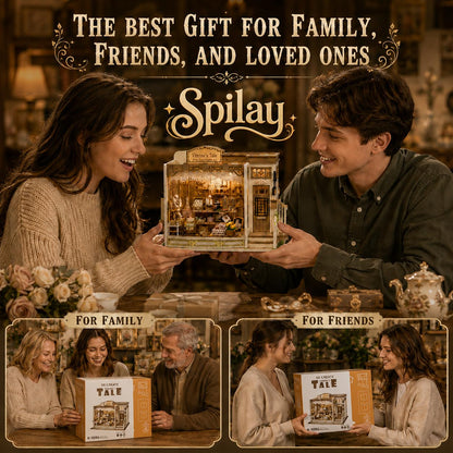 Spilay DIY Miniature House Kit, Vitrine's Tale Miniature Dollhouse Kit with LED Light, Mini House Building Kit Book Nook for Adult, Creative Bookshelf Decoration & Unique Gift