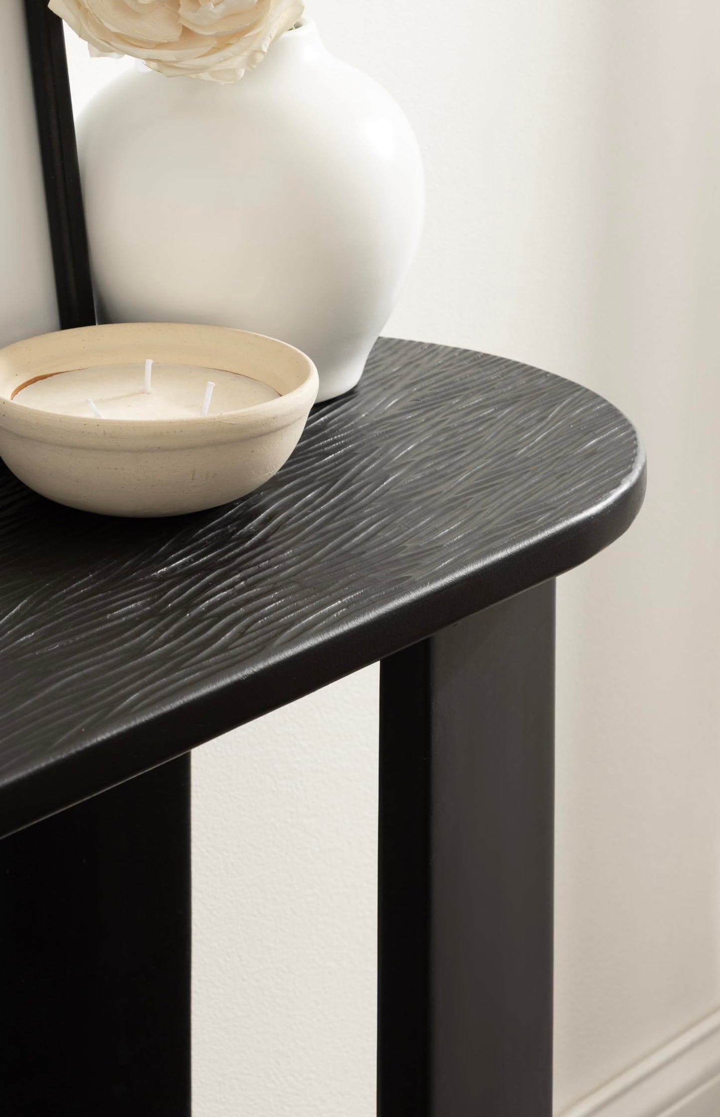 Kate and Laurel Yesenia Modern Capsule Mango Wood Console Table, 36 x 14 x 29, Black, Transitional Decorative Entryway Table with Textured Tabletop Design for Entry Decor Option