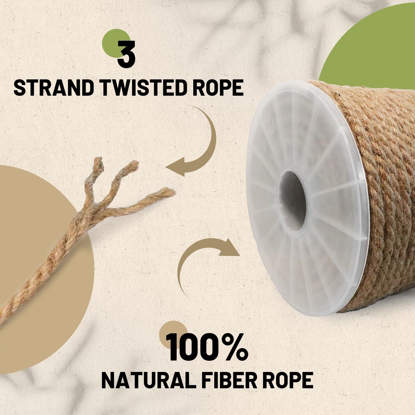 SDHUATUO Jute Twine Rope 6mm x 328ft, Natural Hemp String for Gardening, Crafting, Cat Scratching Post, DIY Crafts, Bundling, Home Decor