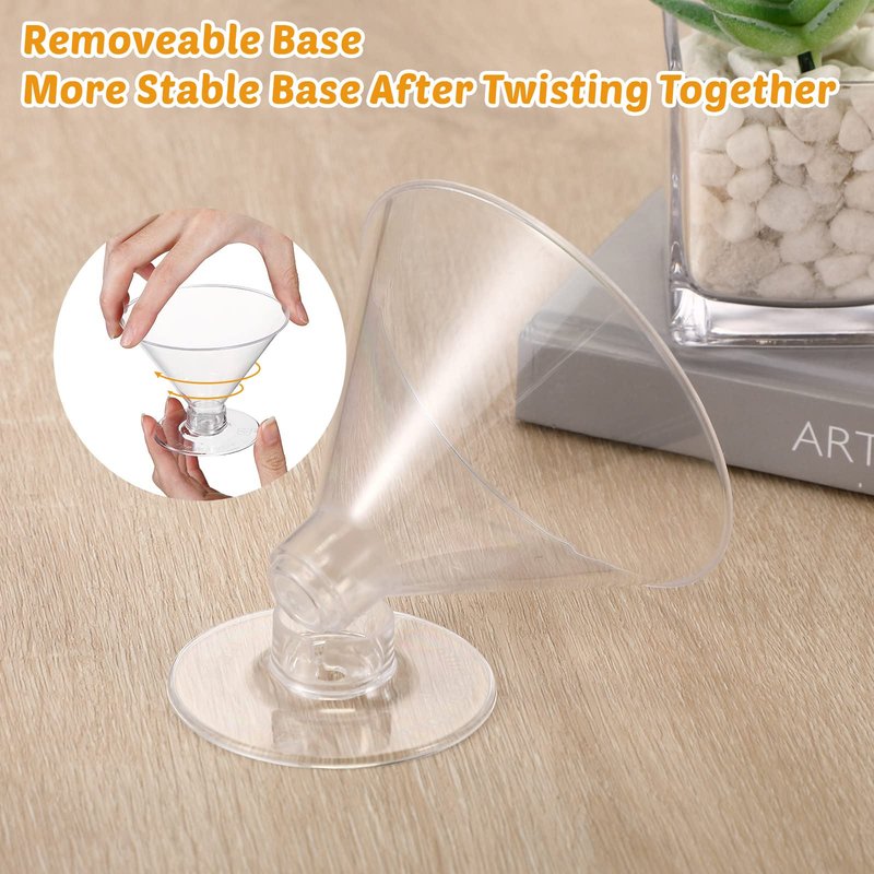 Yinkin 150 Cups and 150 Spoons Plastic Martini Glasses Disposable Cocktail Glasses Mini Martini Plastic Cups Dessert PVC Shot Unbreakable with Spoons for Weddings Party Wine Food (Clear,5 oz)