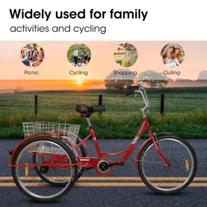 RENPINYOUX Tricycle, Adult Tricycle, 24" Tricycle with Shopping Basket, 350 Lb Capacity, Easy to Install, Suitable for Seniors, Women and Men