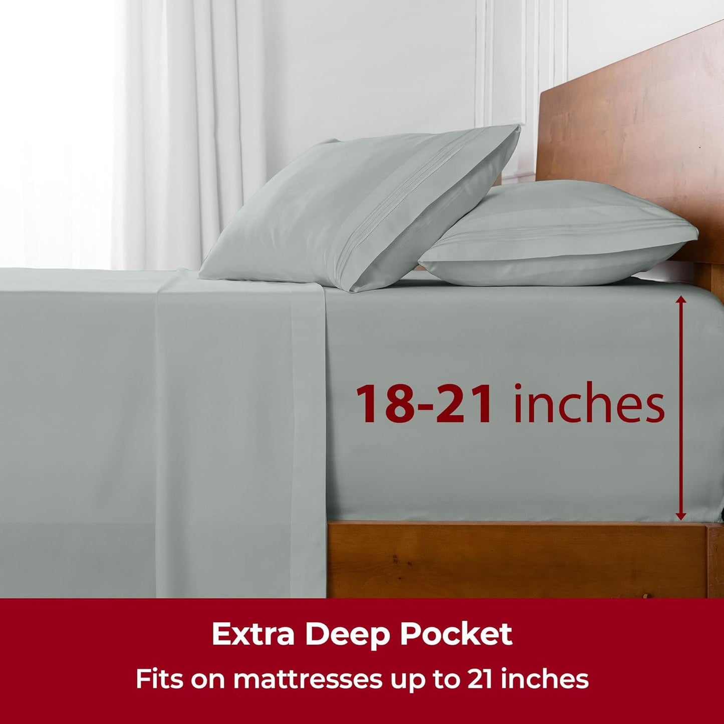 Mellanni Extra Deep California King Sheets - Hotel Luxury, Ultra Soft & Cooling Bedding | Spa Mint, 4 PC Set