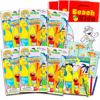 Sesame Street Elmo Ultimate Party Favors for Toddlers Kids Bundle -- 6 Sets with Stickers, Coloring Books and Crayons (Party Supplies)