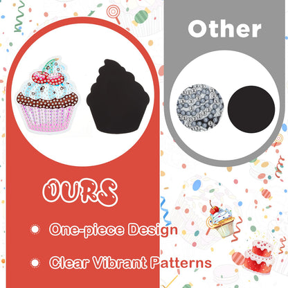 Xuhal 16 Pcs Diamond Painting Magnets DIY Diamond Painting Kits for Gem Art Magnet Refrigerator Stickers for Beginners Adults DIY Crafts Home Decors Party Birthday Gifts(Cupcake)