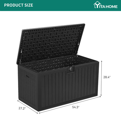 YITAHOME 180 Gallon Large Deck Box with Side Handles, Outdoor Double-Wall Storage for Patio Furniture Cushions, Garden Pool Accessories, Waterproof & Lockable