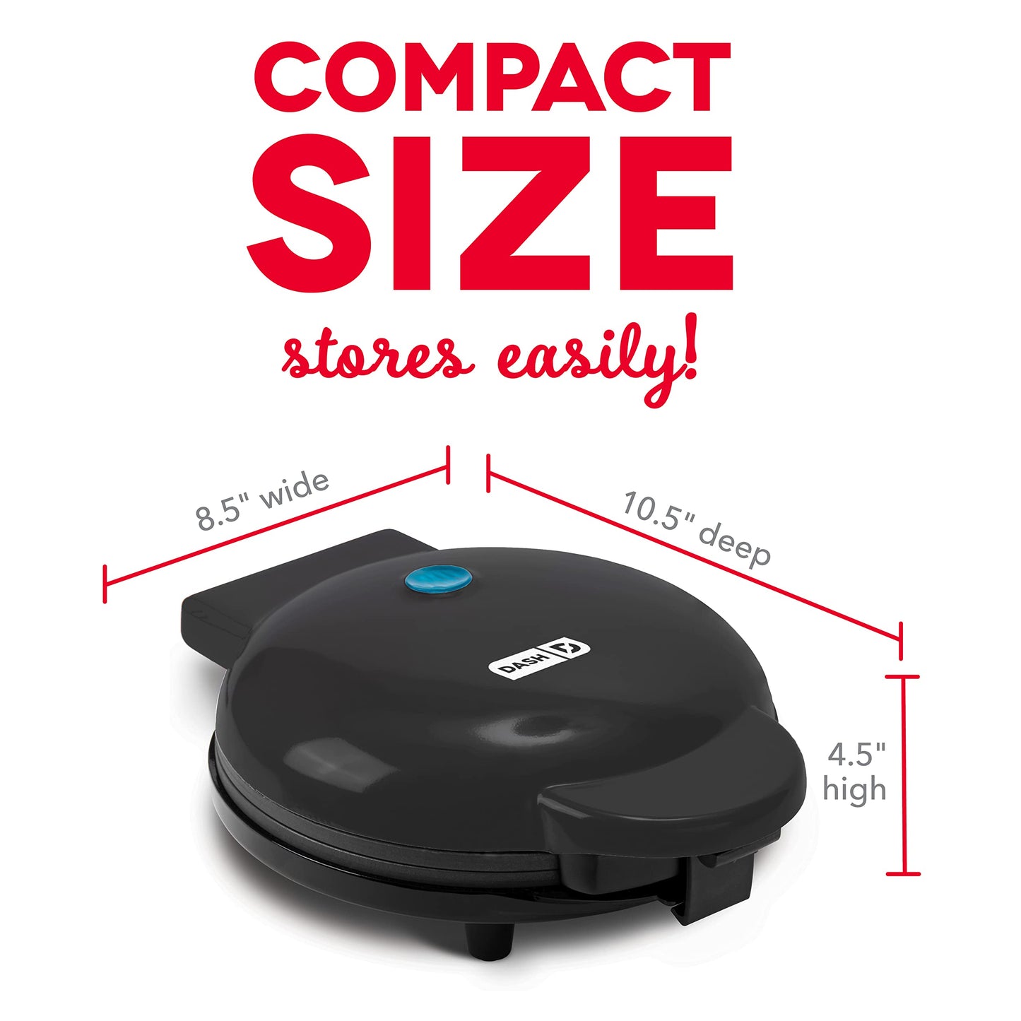 Dash Express Waffle Maker -Electric Waffle Maker for Creative Homemade Treats - Dual Nonstick Cooking Surfaces, Easy Food Release & Quick Cleanup - Compact, Space-Saving Design - 8 Inches - Black