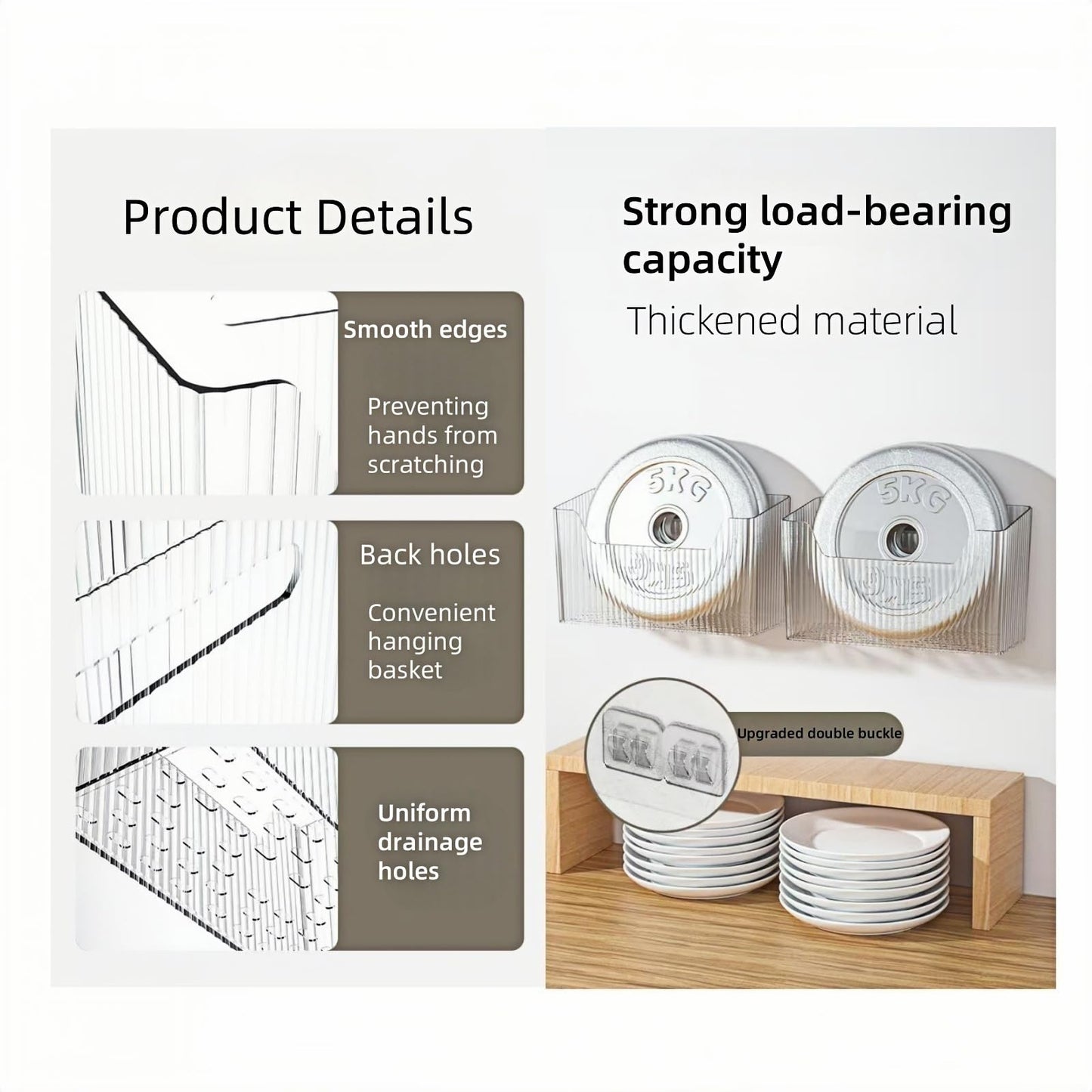 SXSWNSDLX 2 Pack Cabinet Door Organizer, Clear Storage Caddy, Adhesive Wall Mounted Organizer Bins, with Self Adhesive Tape, for Bathroom, Kitchen, Cabinet, Living Room