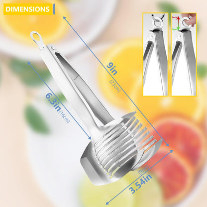 KAYCROWN Tomato Slicer Lemon Cutter Multipurpose Handheld Round Fruit Tongs Stainless Steel Onion Holder Easy Slicing Kiwi Fruits & Vegetable Tools Kitchen Cutting Aid Gadgets Tool