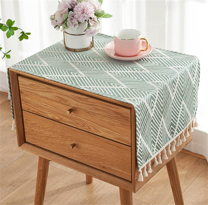 15.7 35.4 inches) Simple Bedside Table Tassel Cover Cloth, Tablecloth Cover Towel, Suitable for Bedside Table TV
