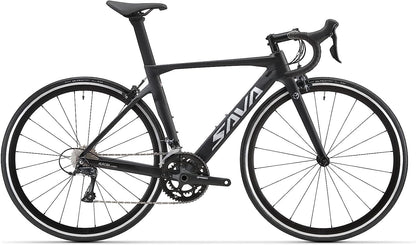SAVADECK Carbon Road Bike with Shimano SORA R3000 18 Speed Derailleur System,Racing Bicycle with Carbon Fiber Frame Carbon Fork and Double V Brake for Adult.(Black 47cm)