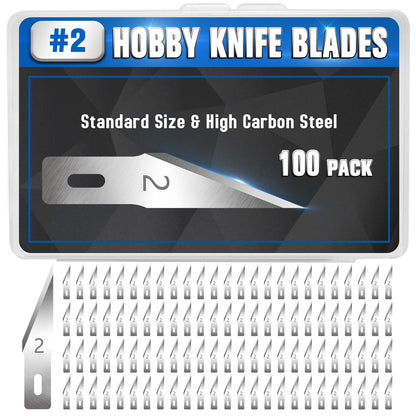 DIYSELF 100 Pack Exacto Knife Blades #2 | Hobby Knife Replacement Blades | Hobby Knife Blade Refills | Exacto Blade | Carbon Steel | Craft Precision Knives Refills (#2)