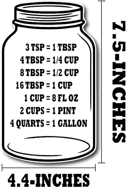 Kitchen Conversion Chart on Jar Magnet: Standard Cooking Measurements for Easy Recipe Baking