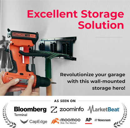 TIDYME Garage Tool Organizer - Sturdy Wall Mount Storage Rack with Adjustable Hooks | 64 Inches, 400lbs Capacity