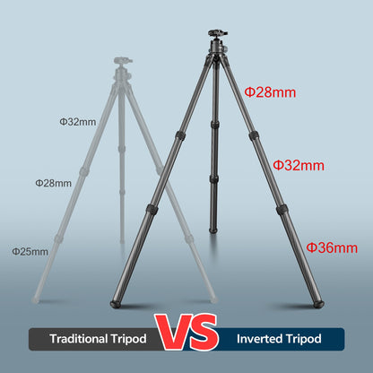 Manbily Carbon Fiber Hunting Tripod with 44mm Ball Head and Arca Swiss & Picatinny Adapters, 63" Heavy Duty Stable Inverted Tripod for Hunting, Shooting, and Outdoors (WZ-2836)