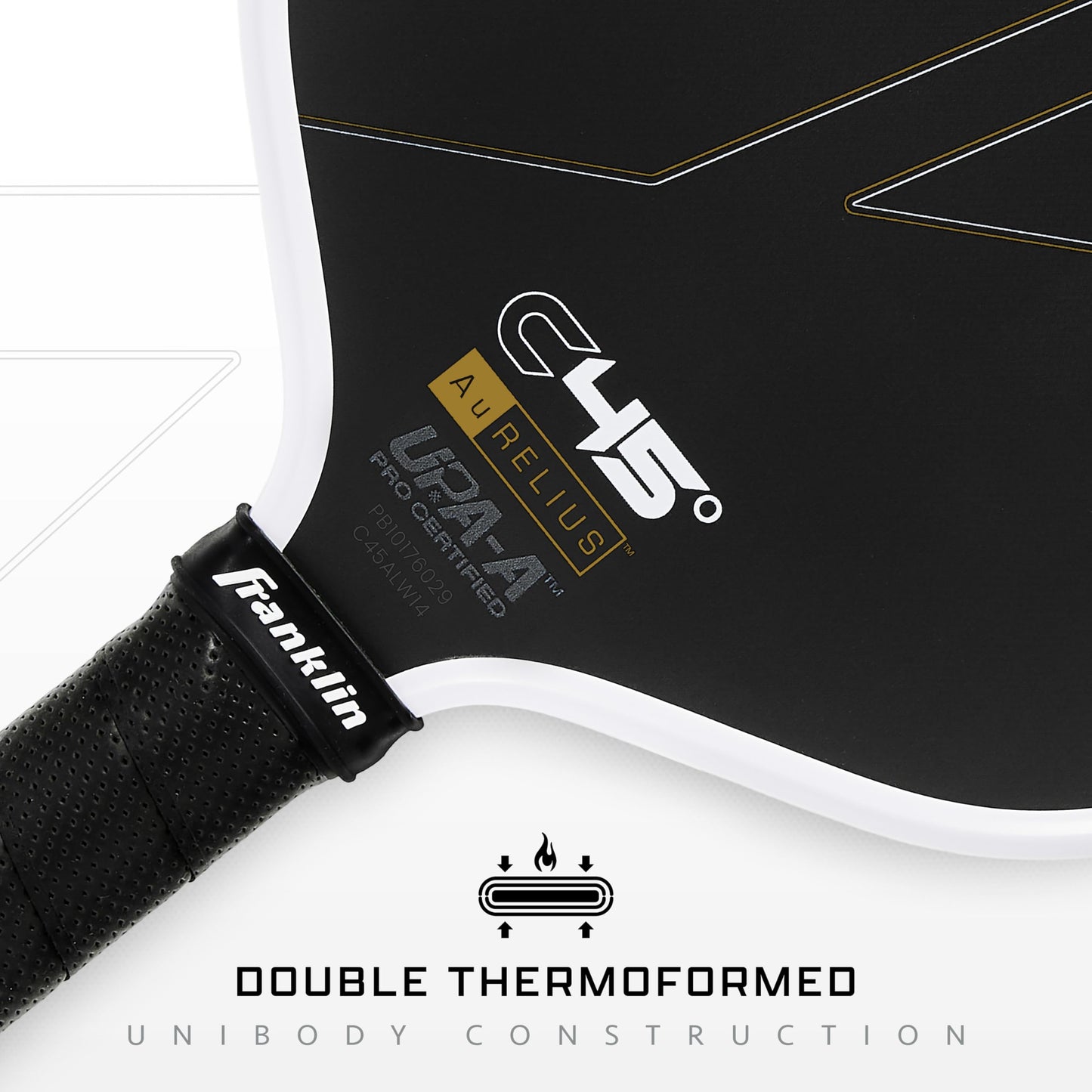 Franklin Sports PRO Pickleball Paddles – C45 Carbon Fiber Series - Official USAP + UPA Approved Pickleball Paddle - Aurelius 14mm Polymer Core - Official Shape of Anna Leigh Waters - Black/White