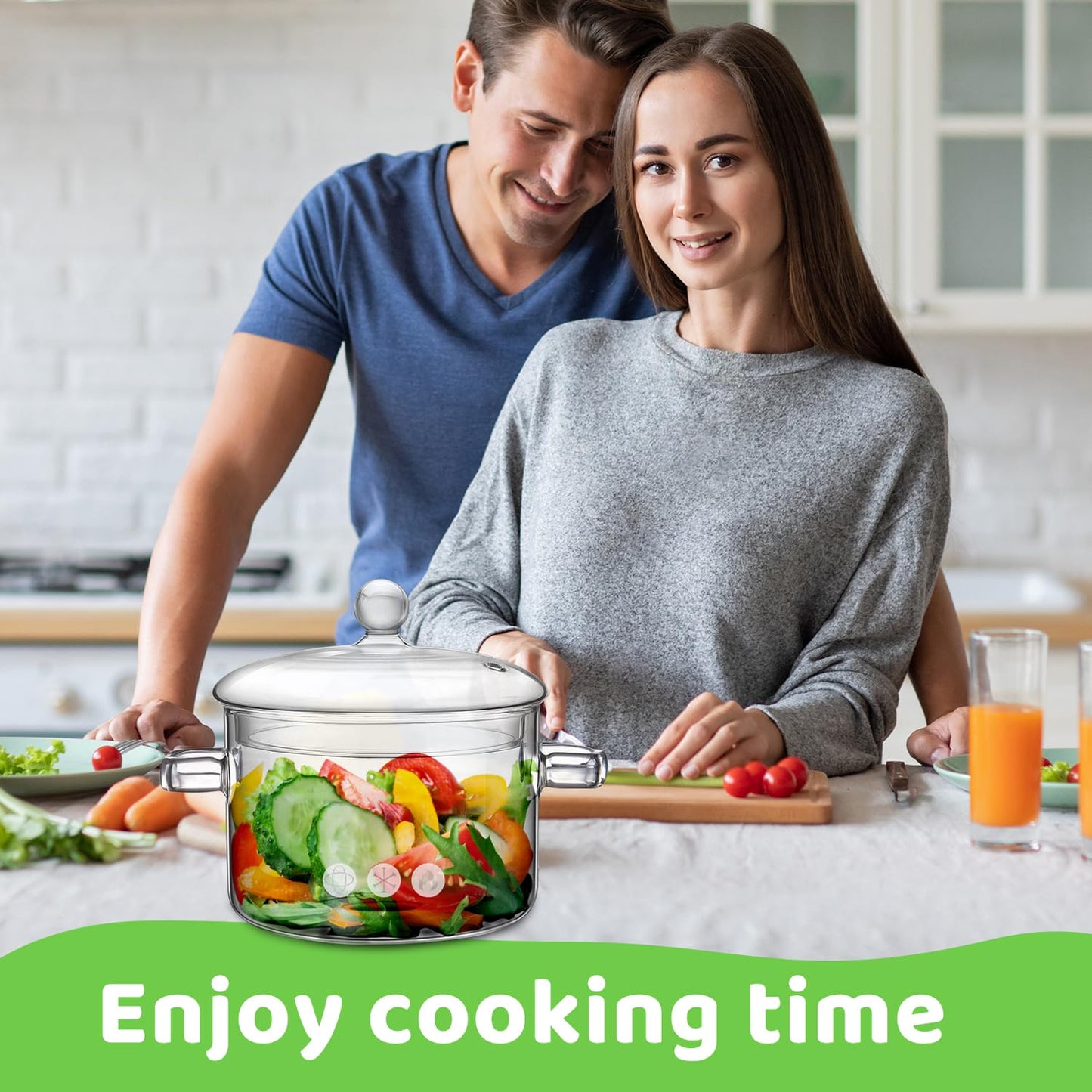Glass Pots for Cooking on Stove, 1.5L/50oz Glass Cooking Pot with Lid, Heat-Resistant Simmer Pot for Stove Potpourri, Saucepan Pot FIts for Cooking, Soup, Milk, Tea.