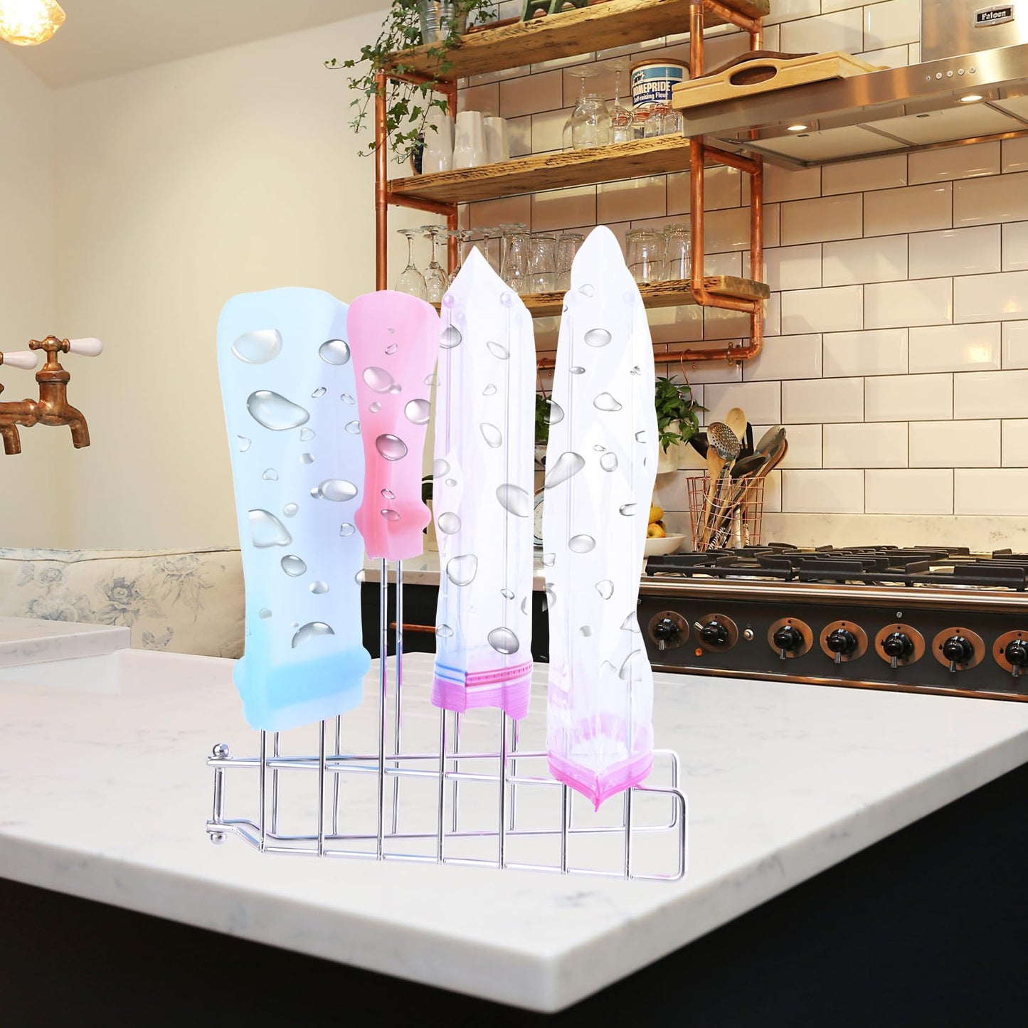 LEKUSHA Foldable Bottle Drying Rack, Reusable Storage Bag Drying Rack, SUS 304 Stainless Steel Dryer Stand for Water Bottle Cup Mug Tumbler Cutting Board Lids