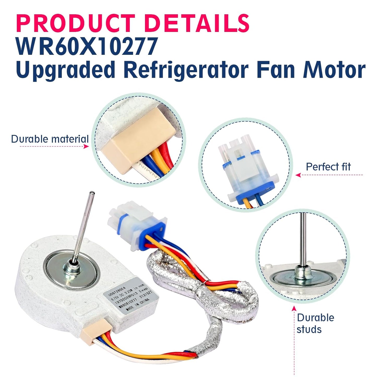 Upgraded WR60X10277 Refrigerator Evaporator Fan Motor, Fit for GE Freezer Evap Replace UDQT26GE4, AP4367334