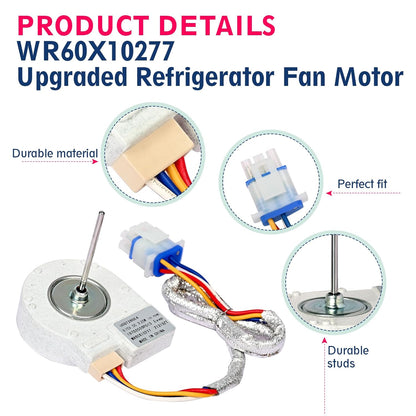 Upgraded WR60X10277 Refrigerator Evaporator Fan Motor, Fit for GE Freezer Evap Replace UDQT26GE4, AP4367334