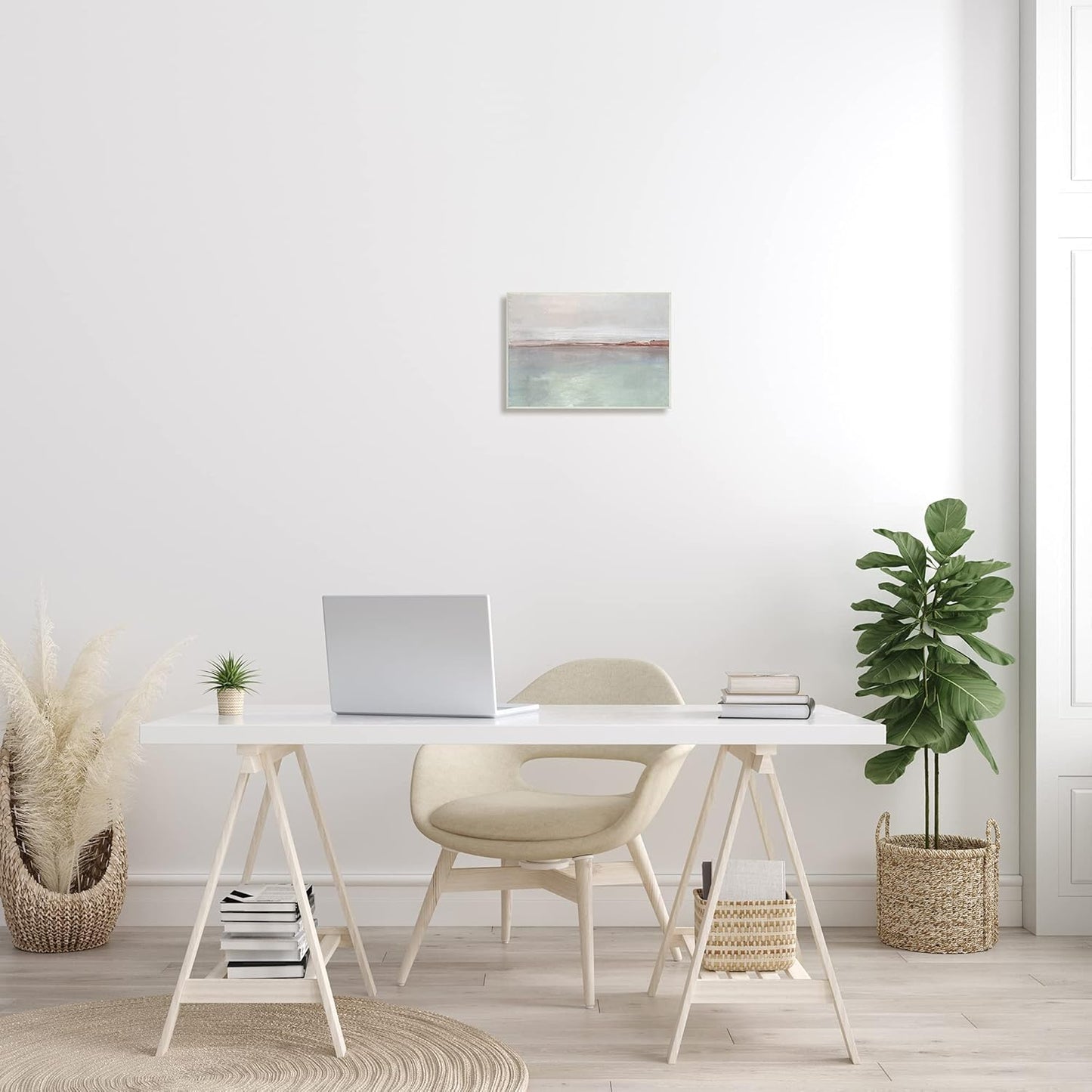 Stupell Industries Abstract Coastal Landscape Wall Plaque, Soft Grey Brown Horizon, Designed by Sally Swatland, 15 x 10