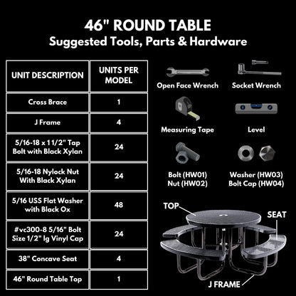 Coated Outdoor Furniture Heavy-Duty Portable Outdoor Picnic Table with Umbrella Hole, Expanded Metal Commercial-Grade Patio Dining Furniture Made in America (46" Round Top, Textured Green)