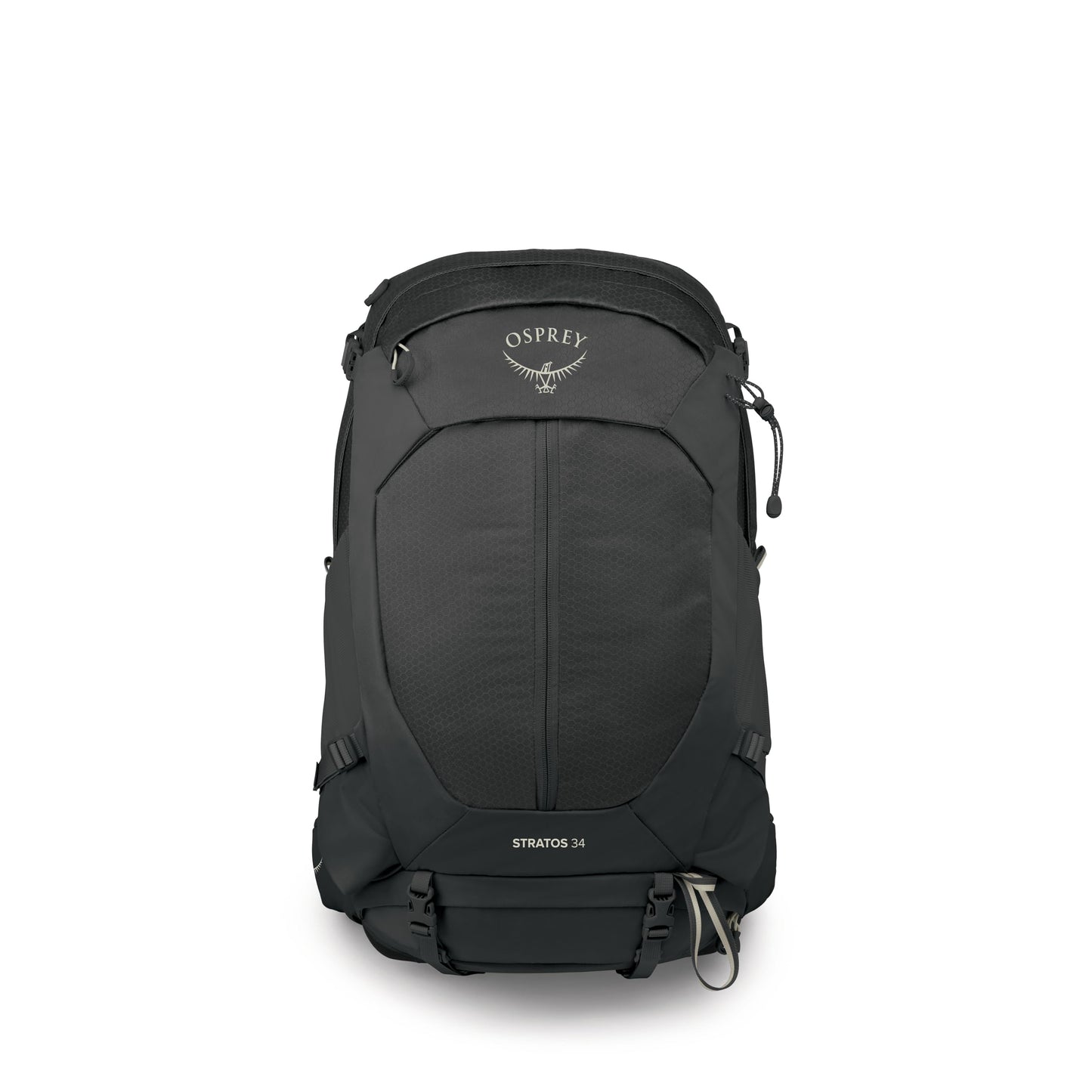 Osprey Stratos 34L Men's Hiking Backpack - Camping Bag with Waterproof Raincover, Bottle Pockets, & Gear Straps, Raven Black