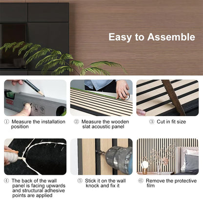 NovaGrid Board 4PCS Acoustic Wood Slat Wall Panels for Wall Decor and Ceiling 3D Fluted Sound Absorbing Panel Soundproof with Wood Finish 108"×6" (Maple Light)