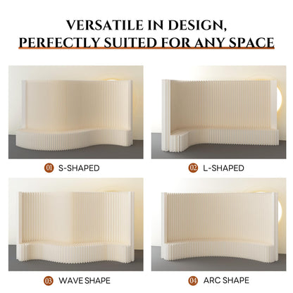 Paper Room Divider, Portable Folding Privacy Screen – Retractable Partition Wall for Home Office, Hotels, Stores, Studios, Exhibition, and Indoor Space Separation（White）