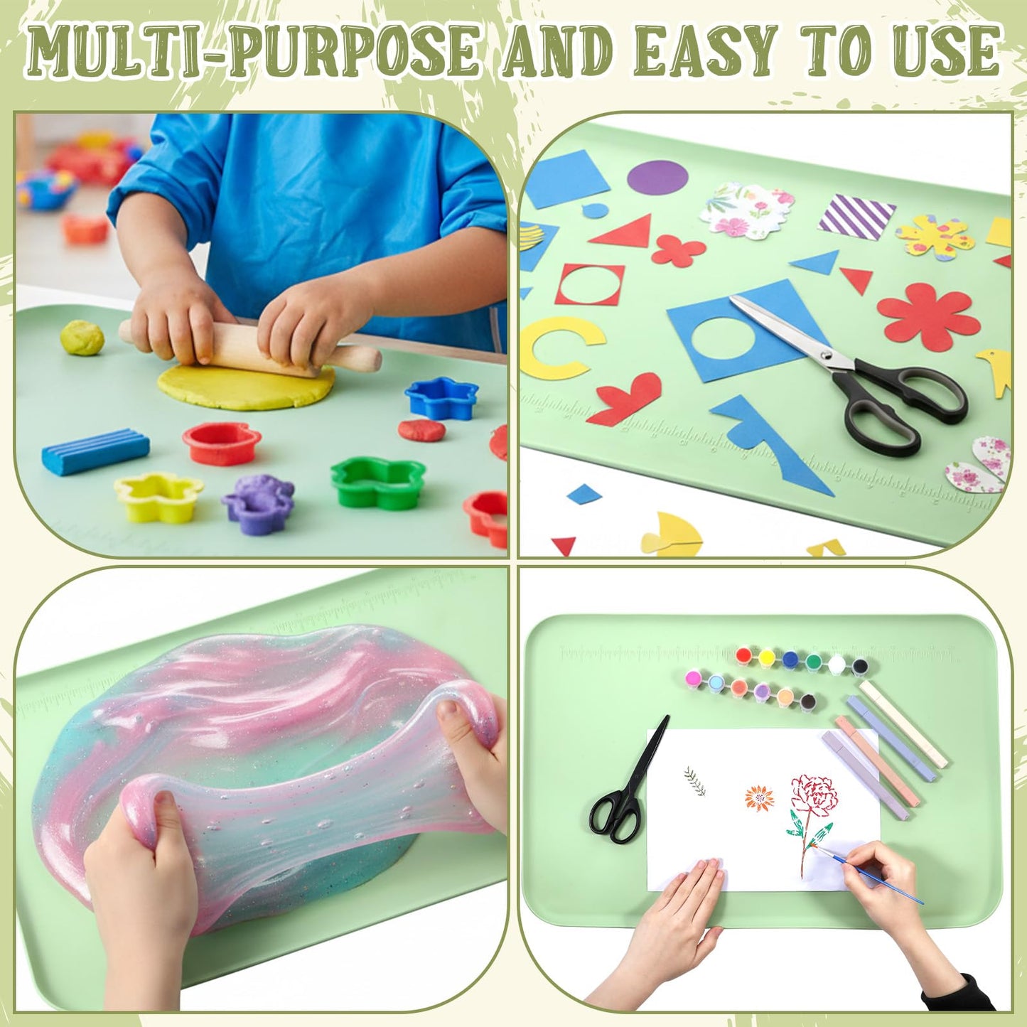 COMNICO Silicone Painting Mat, 24" x 16" Art Mat Protects Surfaces Perfectly Silicone Placemat Nonslip Resin Jewelry Casting Molds Mats for Clay Paint Jewelry-Making Crafts Creation