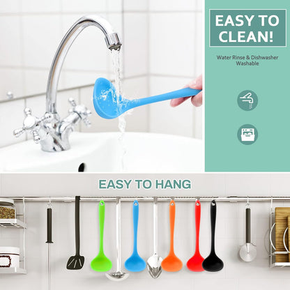 5 Pieces Silicone Ladles, Small Soup Ladle Spoon, Heat Resistant Kitchen Spoons for Cooking and Serving Sauce, Chili,