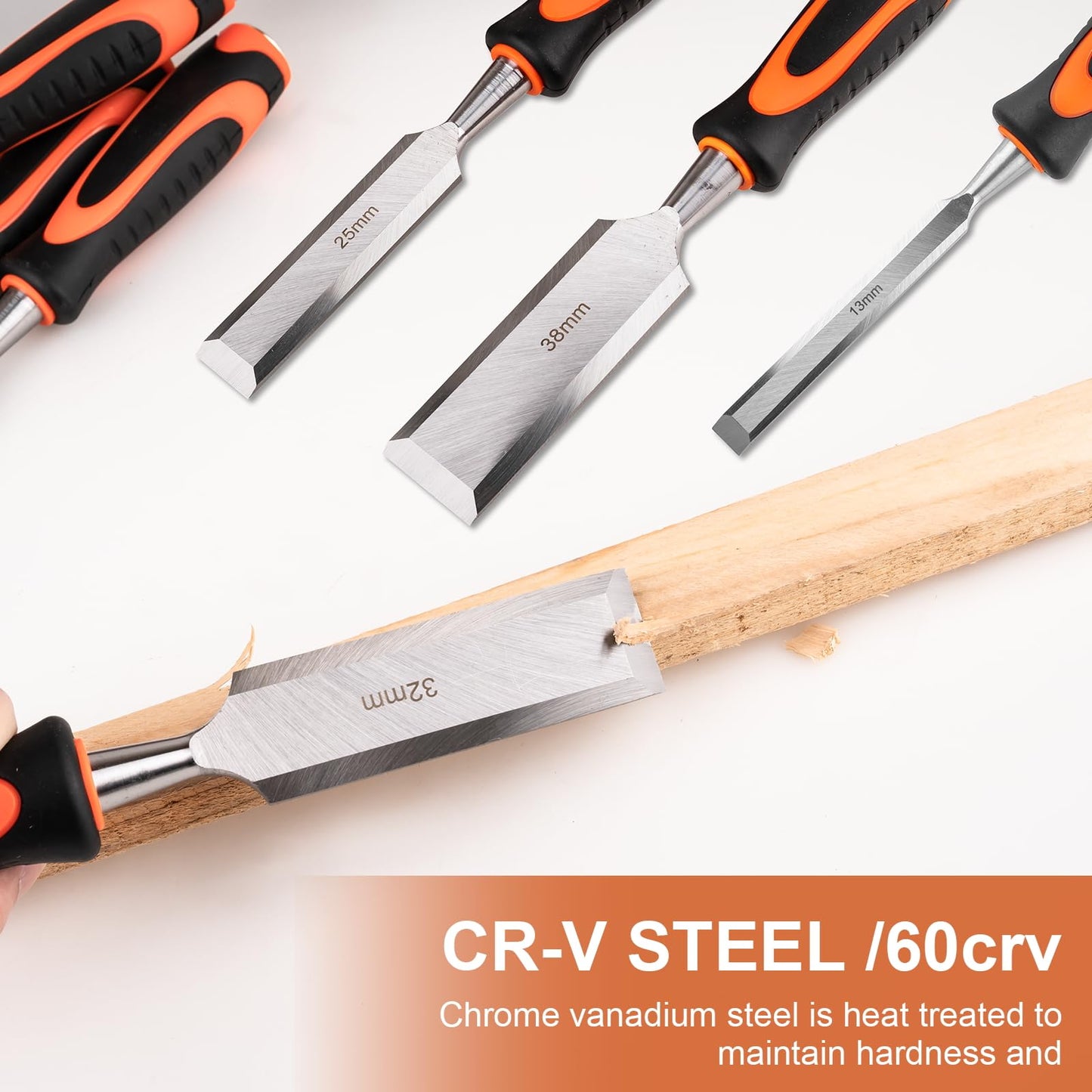 Yunziling 10Pcs Wood Chisel Sets, 6Pcs Premium Wood Chisels with Honing Guide, Sharpening Stone & Carpenter Pencils, Wood Carving Tools Kit for DIY & Professional Use (6-38mm)