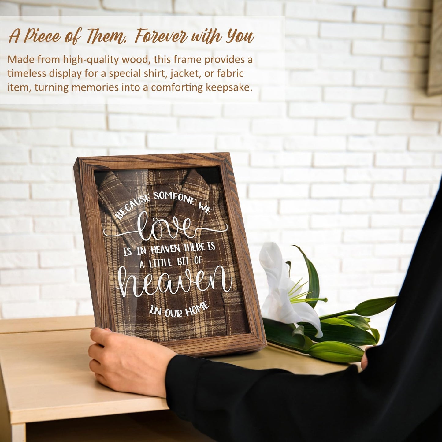 Airrioal Sympathy Gifts for Loss of Loved One - Memorial Clothing Display Frame, Memory Shadow Box for Keepsakes Decorations, Grief Condolences Bereavement Gift Idea for Women Mom Dad Husband, Brown