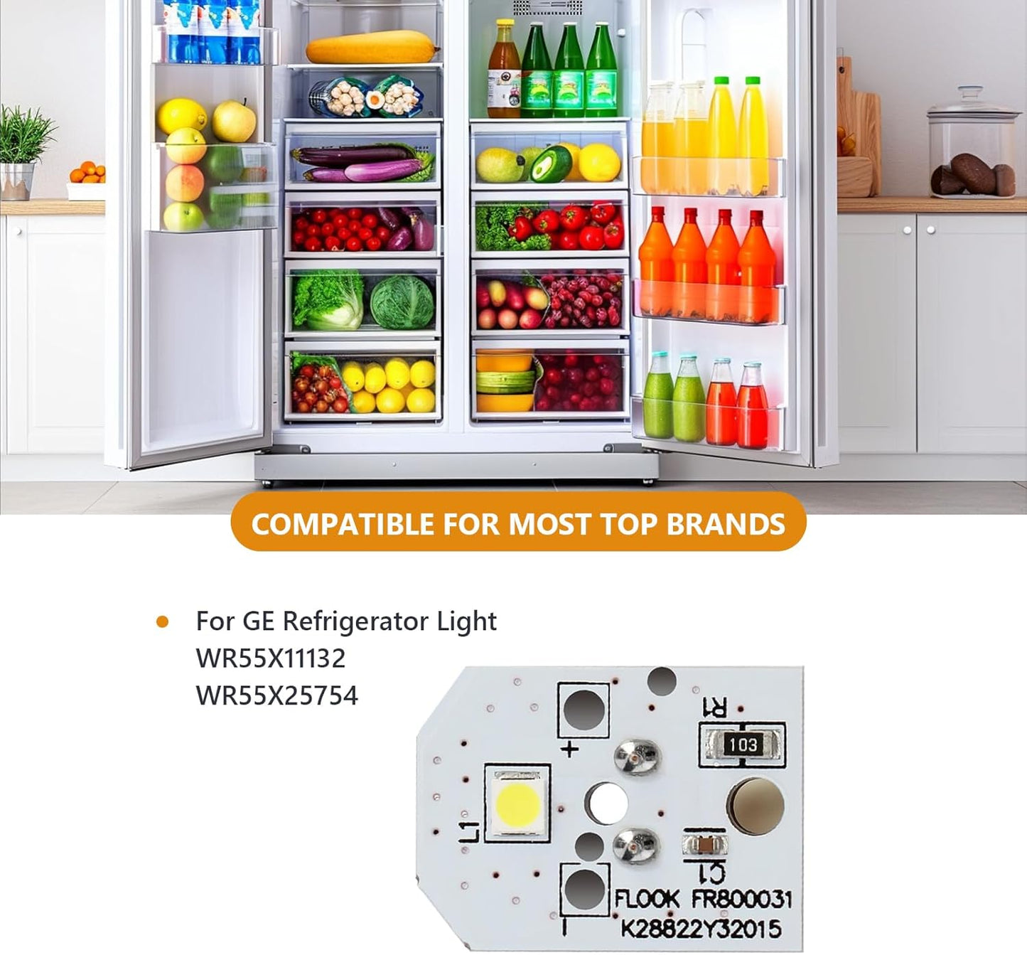 WR55X11132 Refrigerator LED Light Replacement Part by Gattaidar Compatible with GE Refrigerator WR55X26486 WR55X30602