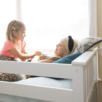 Max & Lily Low Loft Bed, Twin Bed Frame For Kids, White