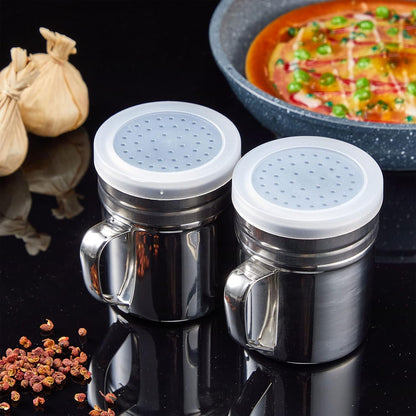 20 (10oz) Lallisa Pcs Stainless Steel Salt and Pepper Shakers with Lid and Handle Dredge Spice Seasoning Condiment