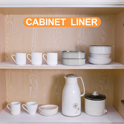 FLPMIX Shelf Liner White - Waterproof Pantry Cabinets Liners - Washable Non-Adhesive Kitchens Drawer Paper - Easy to Cut EVA Bathroom Cupboard Mat 17.7" X 96Inch